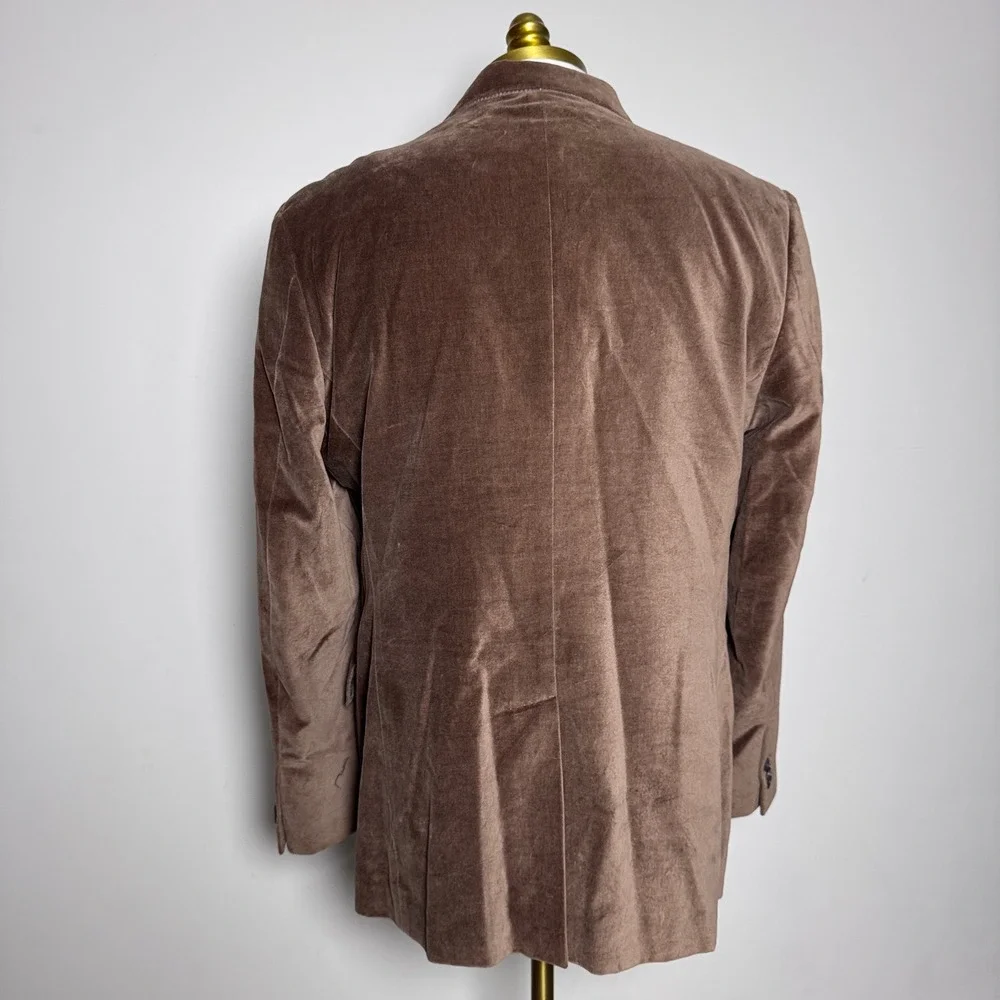 Banana‎ Republic Blazer Mens 44R Brown Solid Cotton Velvet Two-Button Sport Coat